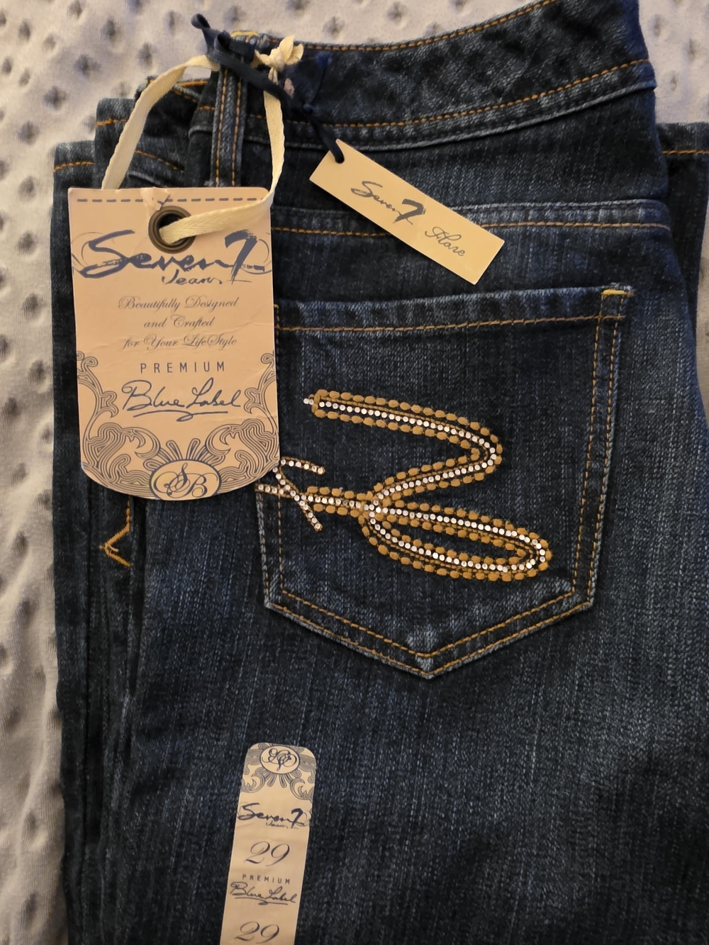 Seven Dark Blue Bootcut Jeans with Embellished Back Pocket - Picture 2 of 4